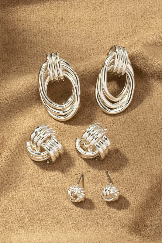 Tie Me a Knot Trio Earrings